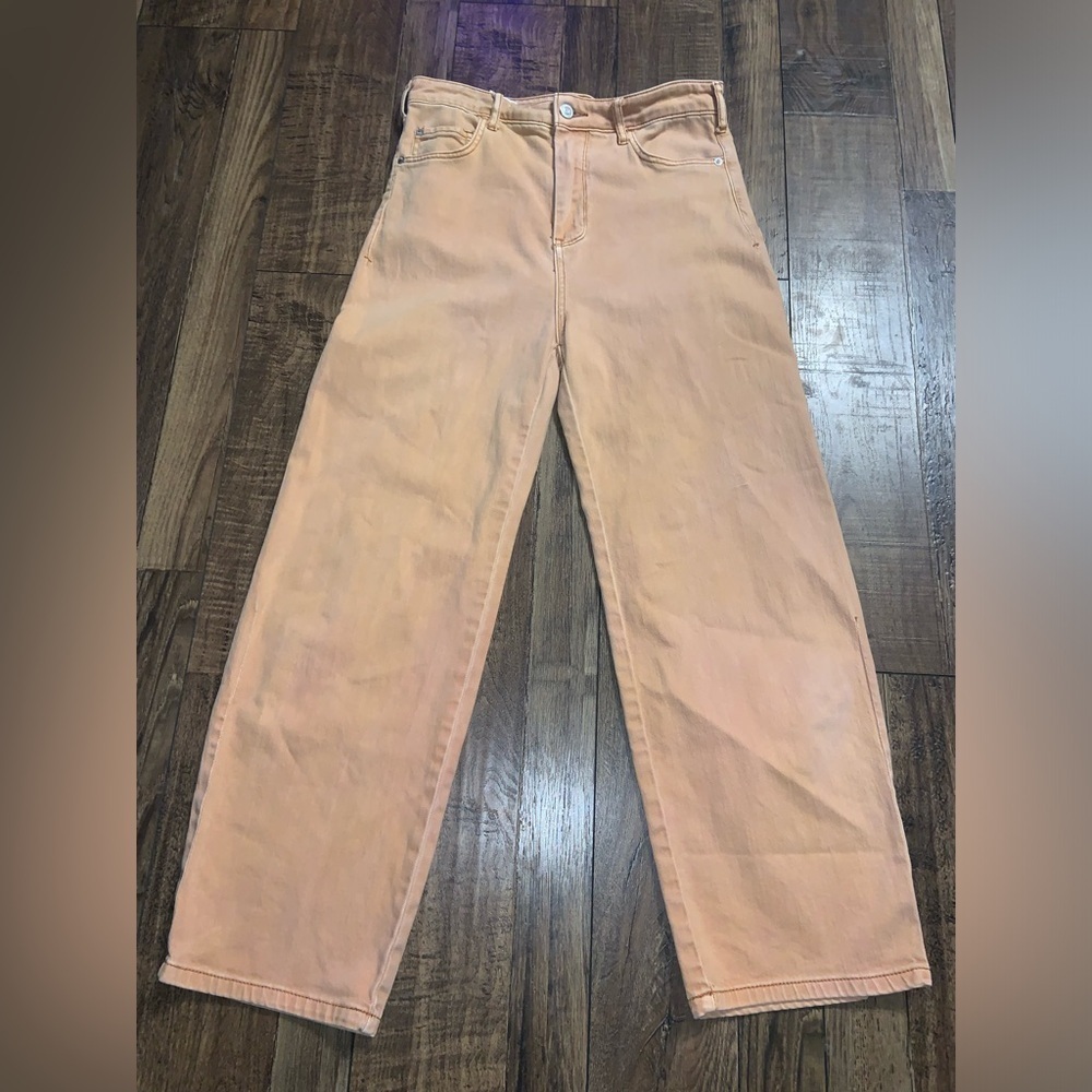Pilcro The Column Straight Jeans in orange fall boho denim Anthropologie barrel - Picture 6 of 11